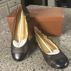 Coach Callie Ballet Flats, Brown/Black, Size 8M, NIB